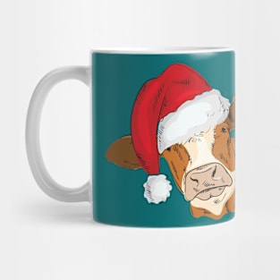 Cow Christmas Santa Hat Mug